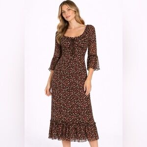 Vintage 90’s Cottage Flowy Dress Victoria’s‎ Secret Prairie Fairy Brown Sz 6